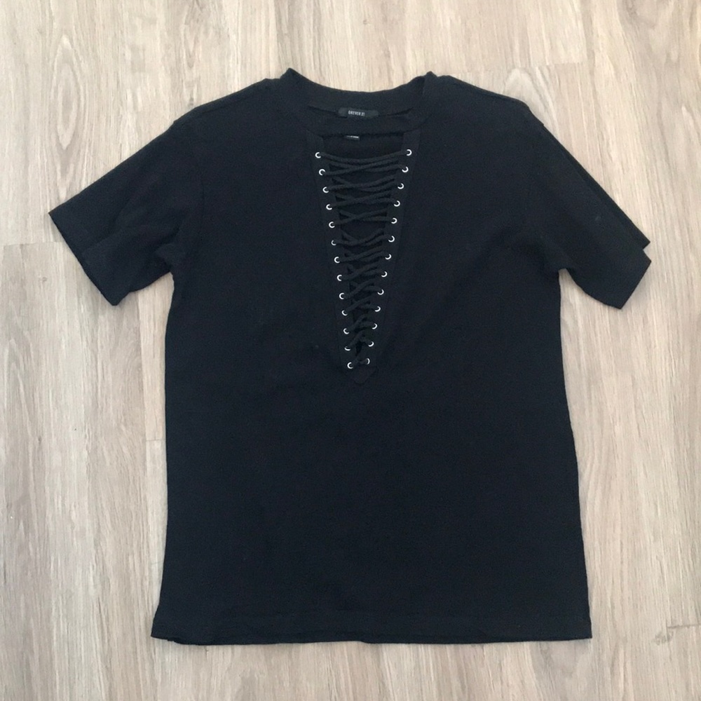 Oversized lace up tee